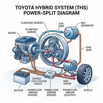 Diagram of Power-Split Hybrid (Planetary Gearset)
