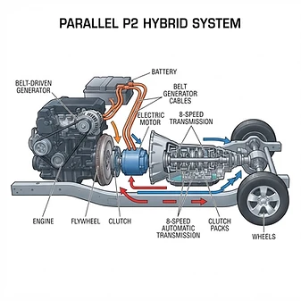 Diagram of Parallel Hybrid (Motor-in-Transmission)