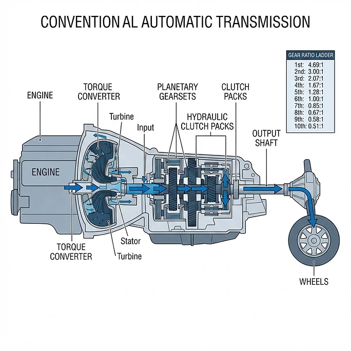 Diagram of how a Conventional Automatic works