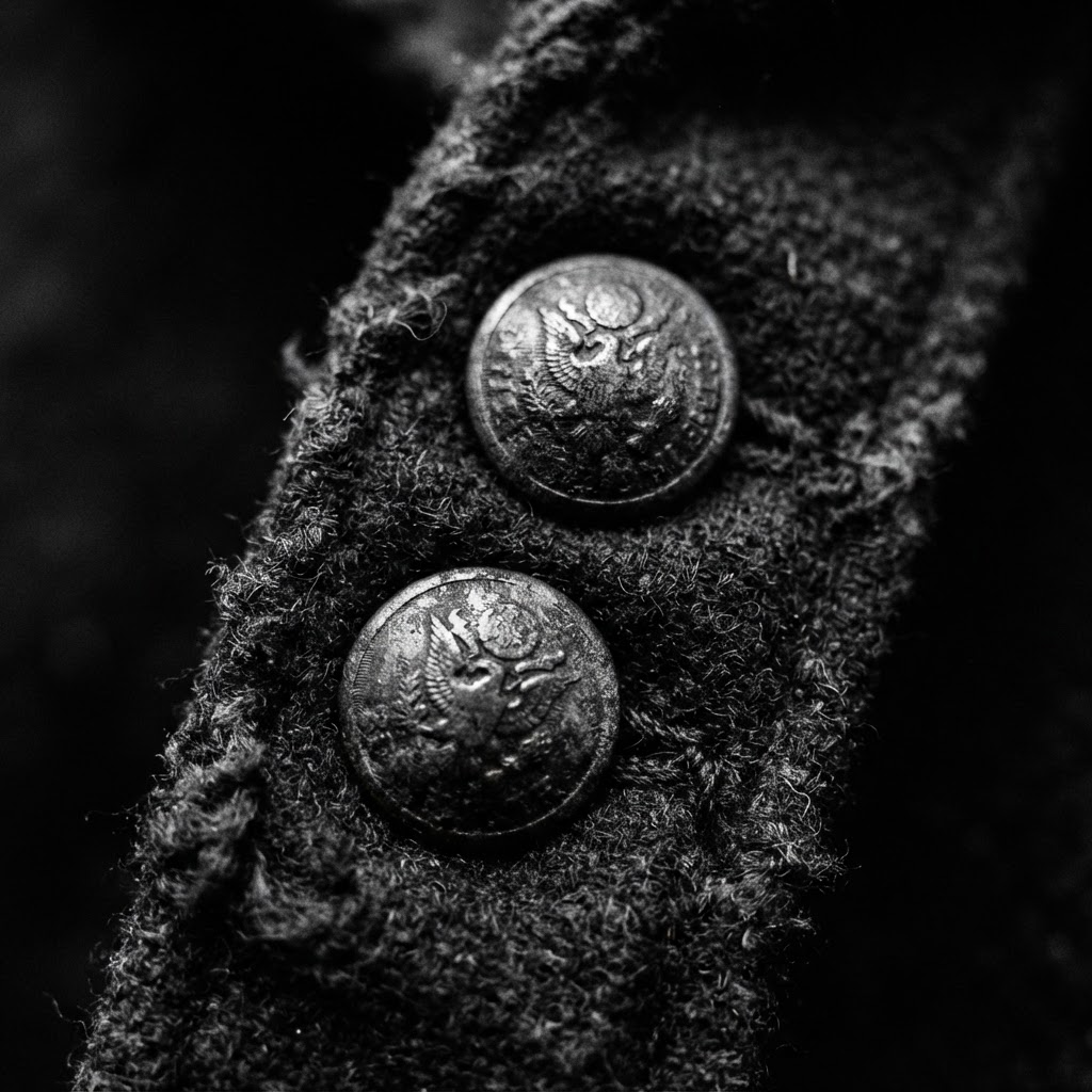 Weathered brass military buttons