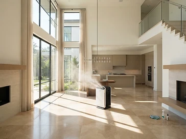 Post-construction cleaning in Summerlin NV, new construction interior with pristine white walls and marble flooring by Serene Sparkle