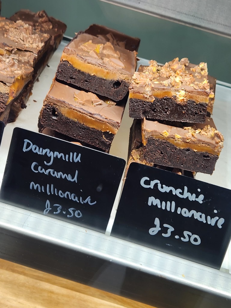 Dairy milk caramel millionaire brownie slice