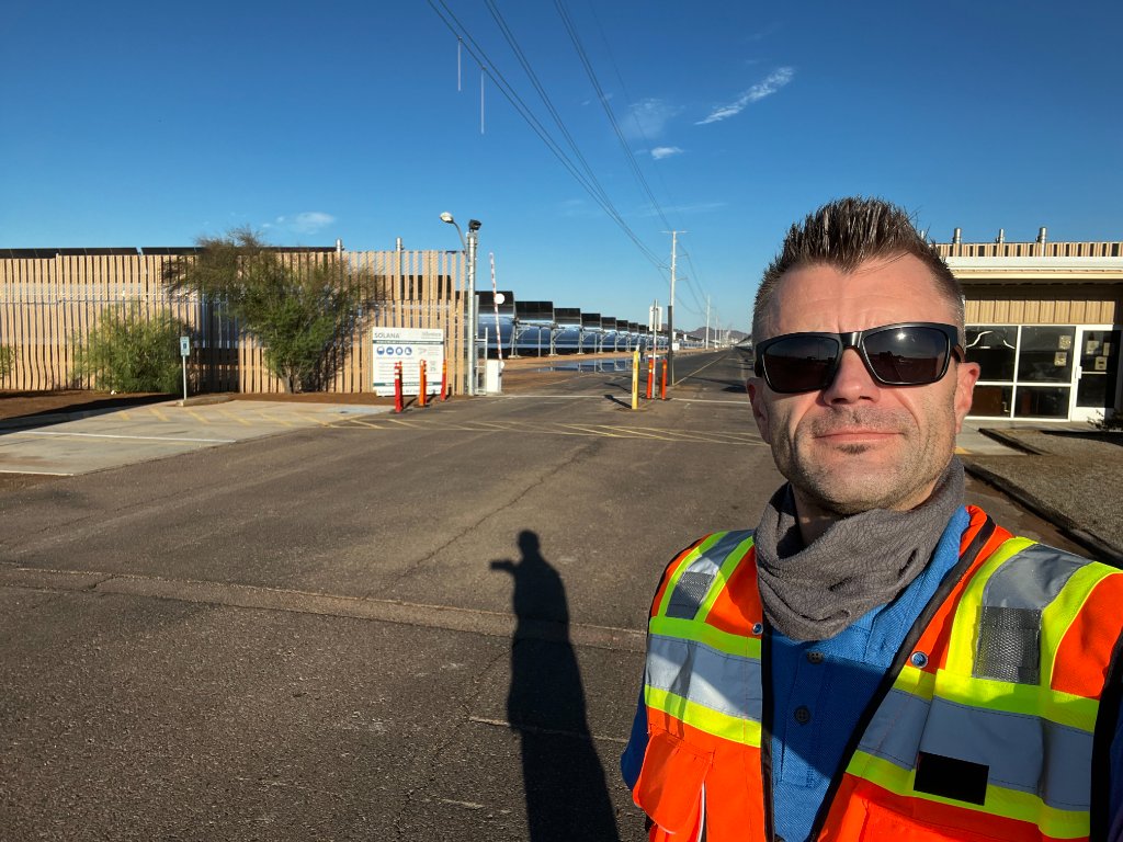 Christopher Kabat during a utility-scale solar field operation in Arizona.