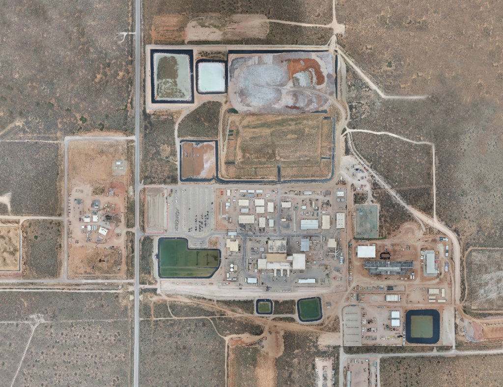 Completed aerial orthomosaic of the U.S. Department of Energy Waste Isolation Pilot Plant in southeastern New Mexico.