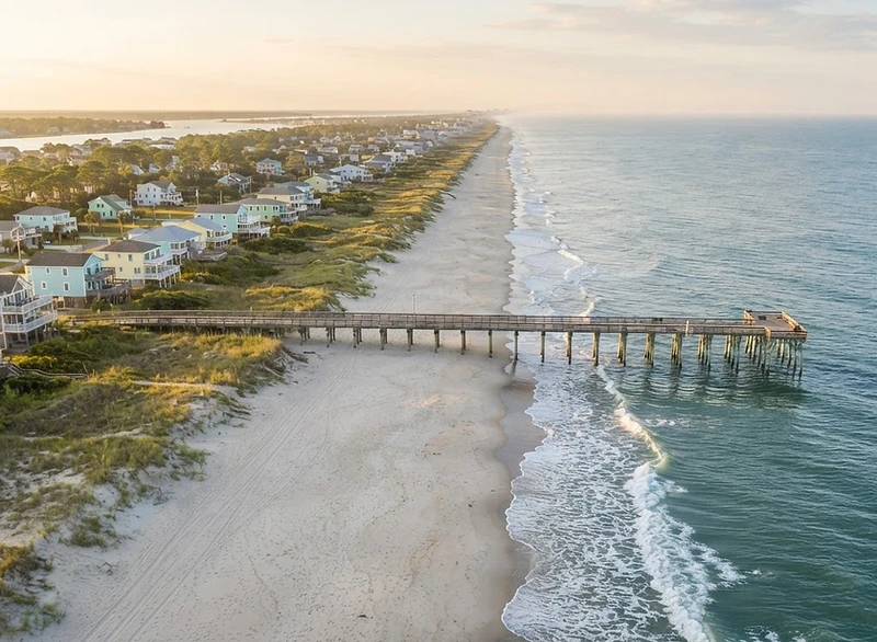 Surf City, Topsail Island at golden hour