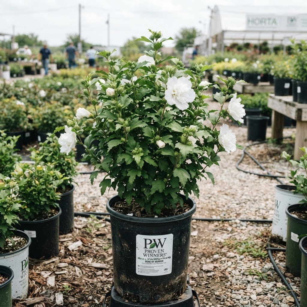 Hibiscus s. White Chiffon® PW® "Rose of Sharon"