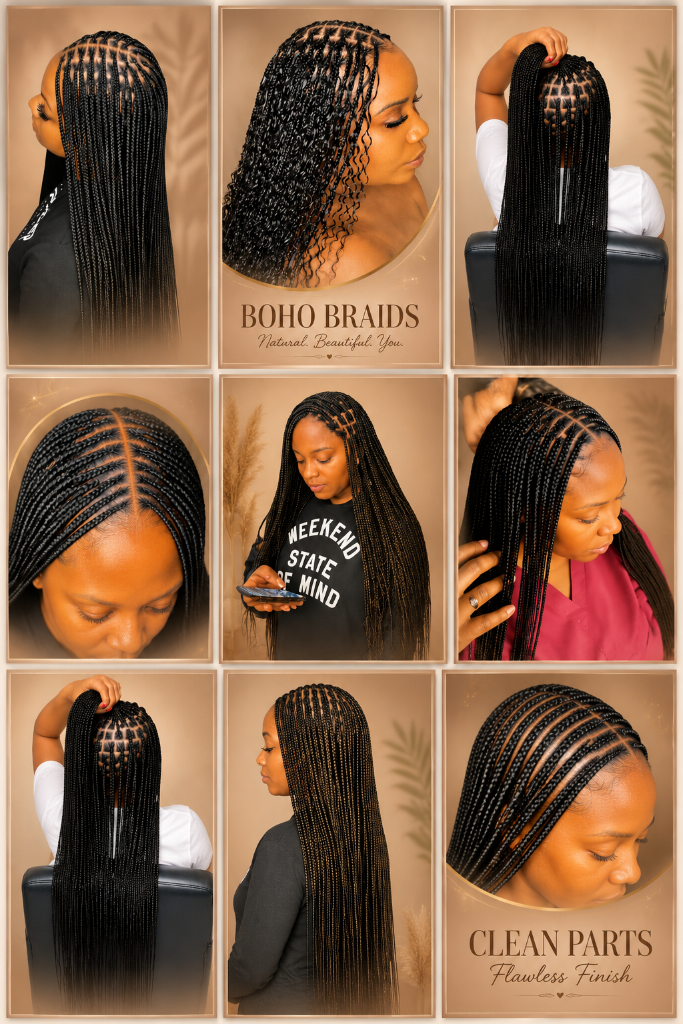 Boho braids and clean parts portfolio