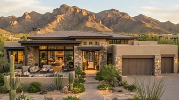 Arizona desert home — a property in a home watch service area, photographed at dusk