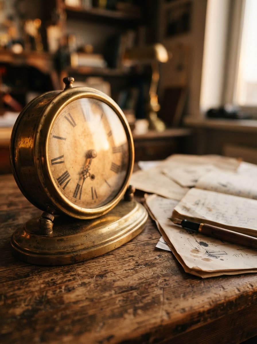 Vintage desk clock representing the weight of time on agency owners