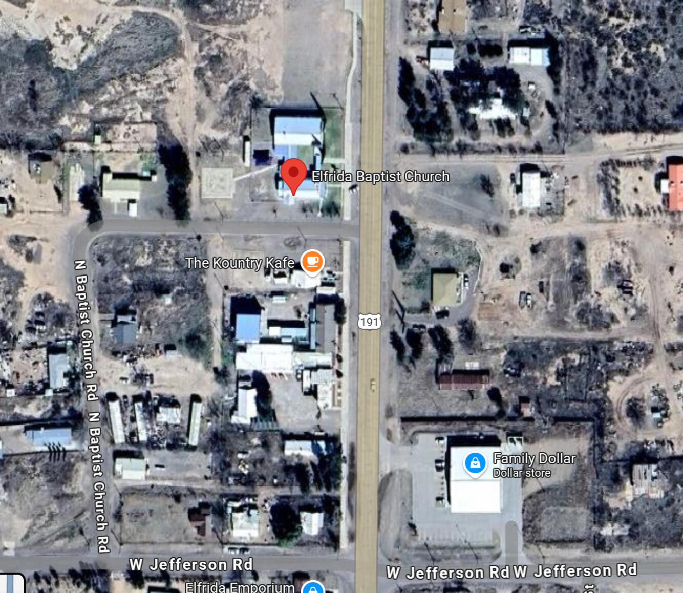 Elfrida Baptist Church aerial view