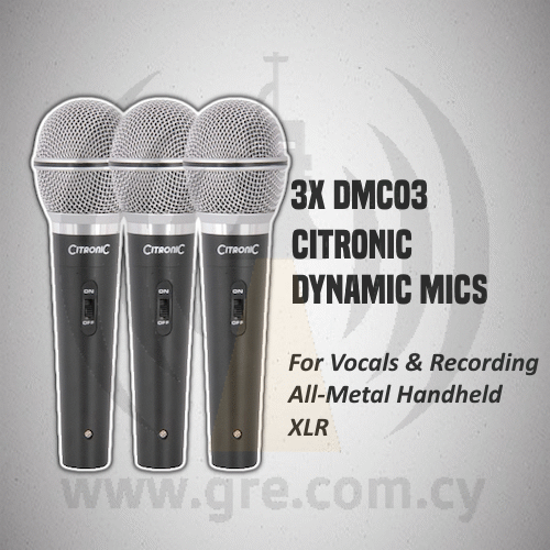 3x Citronic DMCO3 Dynamic Vocal XLR Microphones
