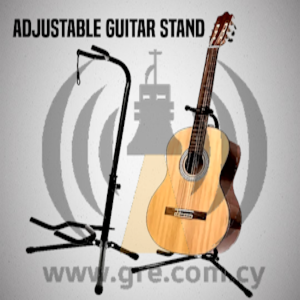 1x Adjustable Guitar Stand with Neck Support (Polished Alloy)