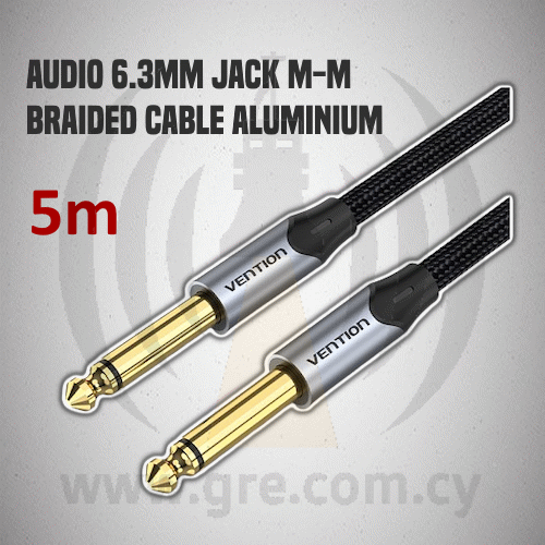 AUDIO Jack 6.3mm M-M Braided Cable Aluminium 5.0m