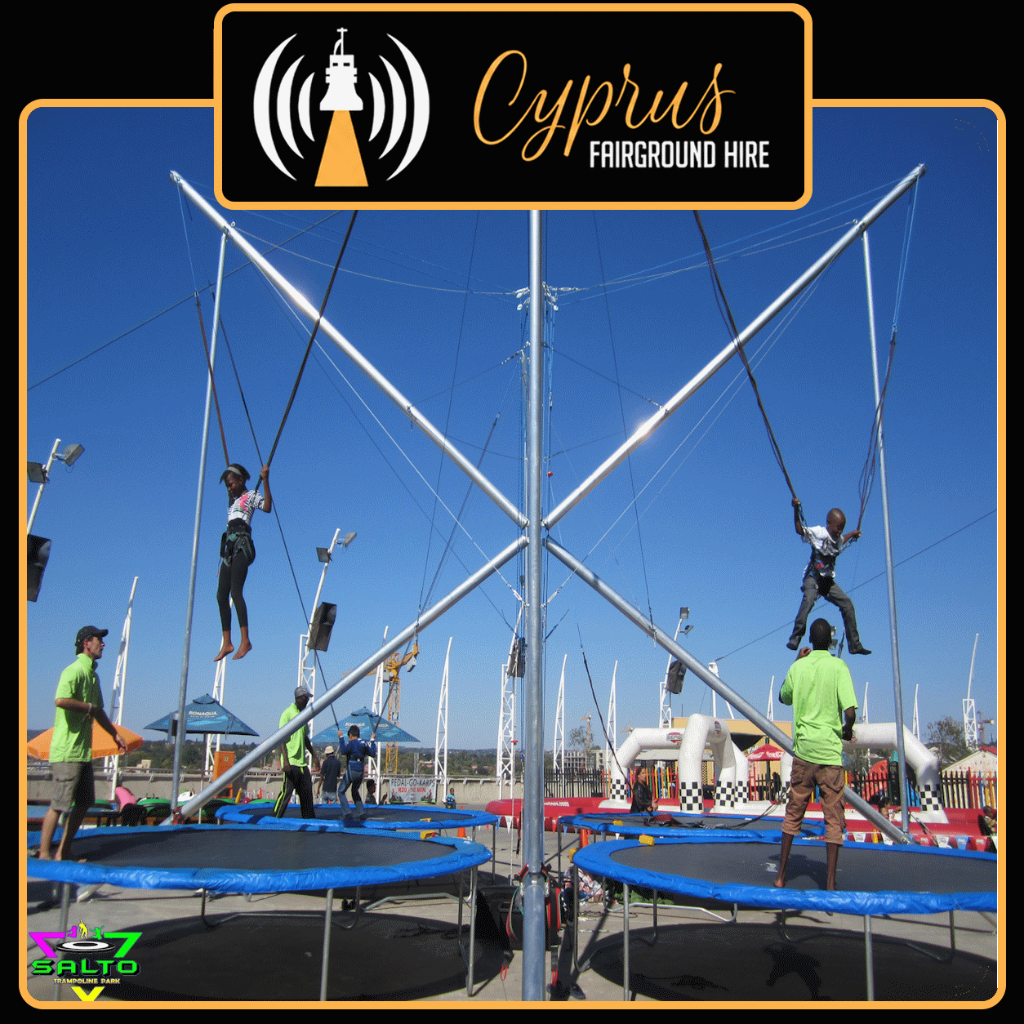 4-in-1 Bungee Trampolines 12m x 12m, 4 Supervisors & Insured (up to 4hrs)