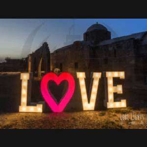 Classic 4ft Light-Up LOVE Sign with Heart replacing 'O'