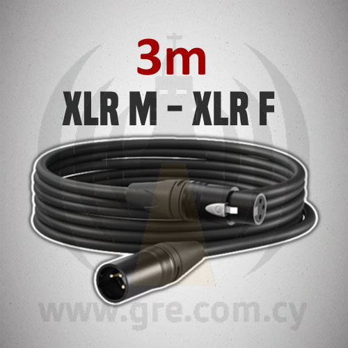 XLR Mono Cable M-F 3.0m Black