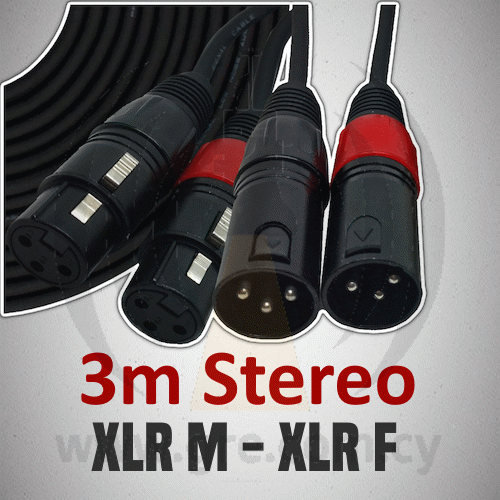 XLR Stereo 2 XLRF-2 XLRM 3.0m Cable
