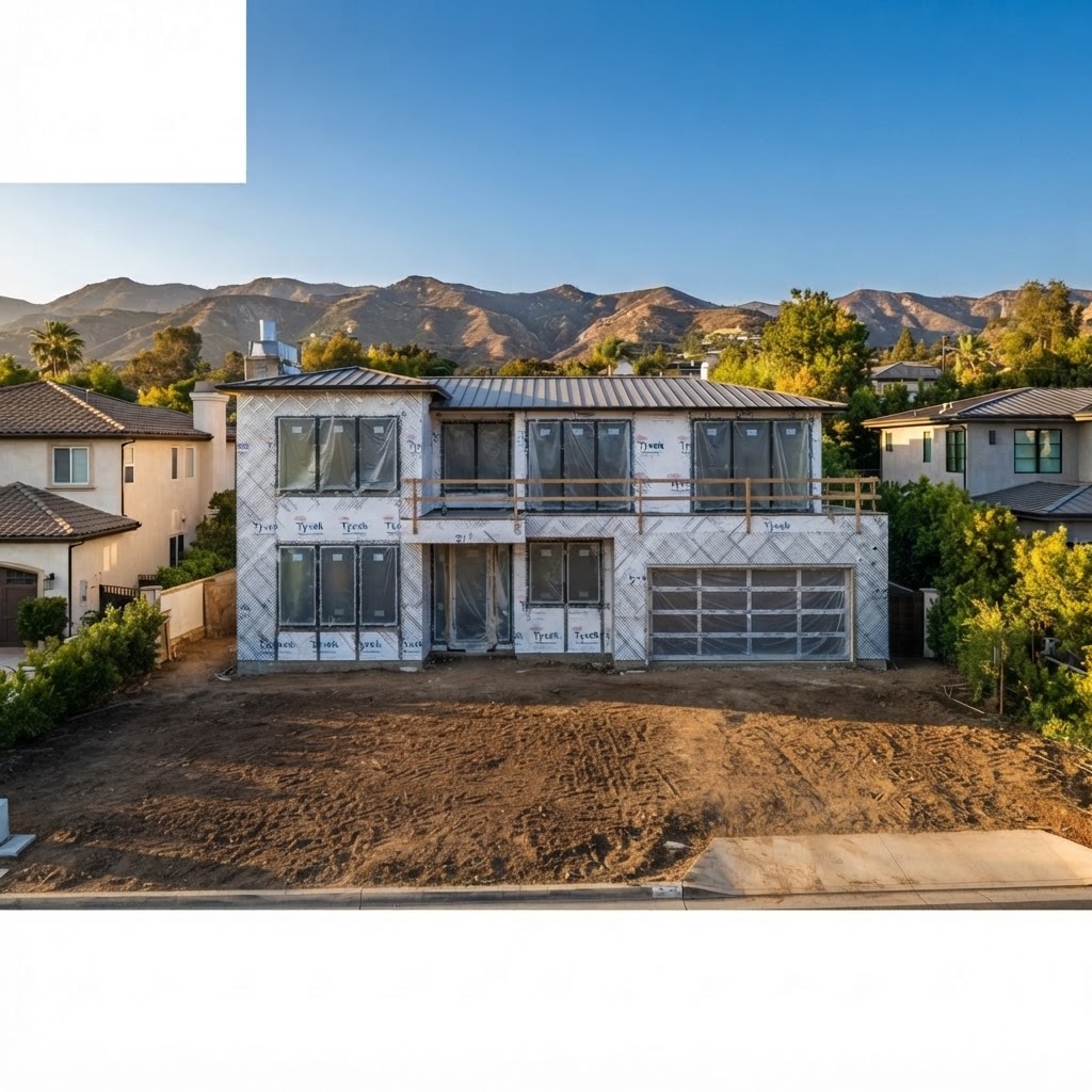 Roofing: Underlayment and a standing seam metal roof, installed and flashed by our own crew. Built for heat, Santa Ana winds and fire zones.