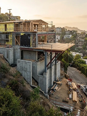 Hillside Construction in Hollywood Hills