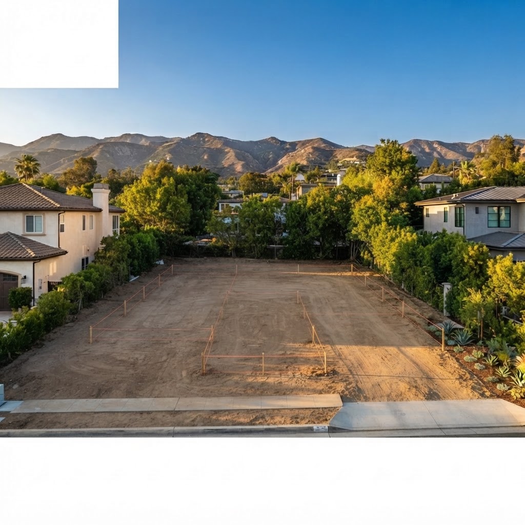 Flat Land in Woodland Hills: Survey, soils report, grading and permits. We stake the footprint and get the City of LA sign-off before a single shovel goes in.