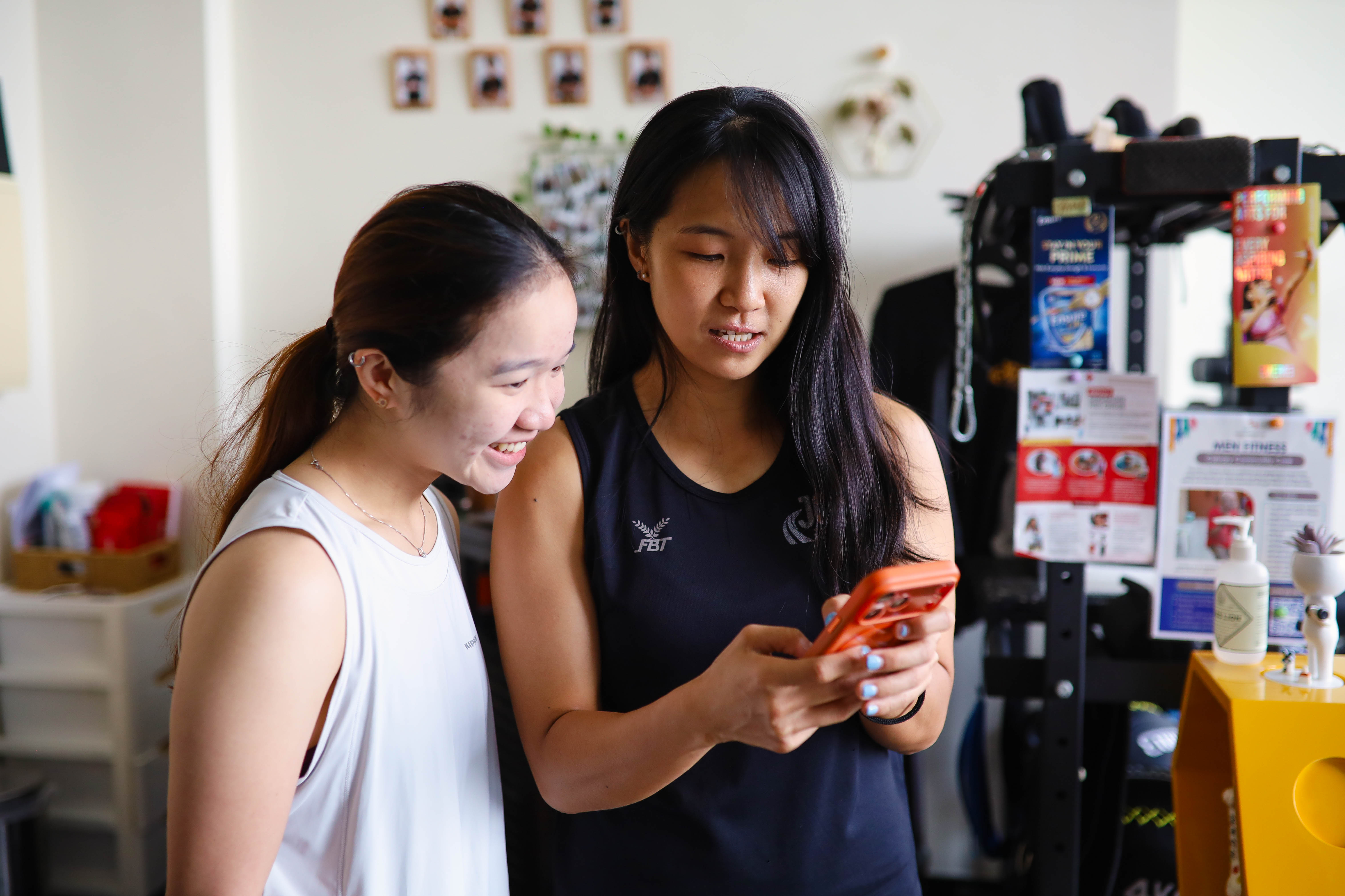 Two clients going through their training week together in the studio