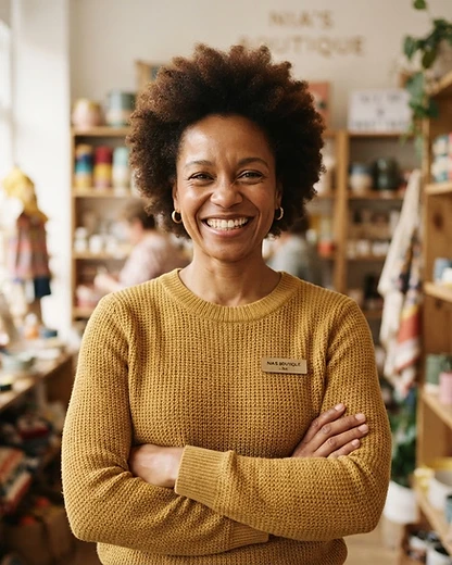 Smiling small business owner