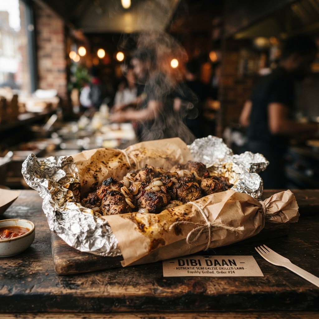 Woodfire Dibi wrapped in butcher parchment and foil