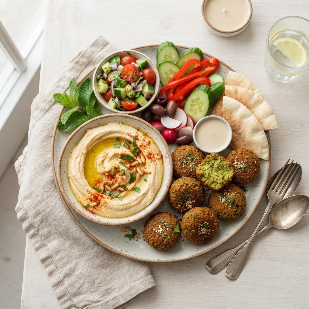 FALAFAL W HUMMUS AND FRESH VEG