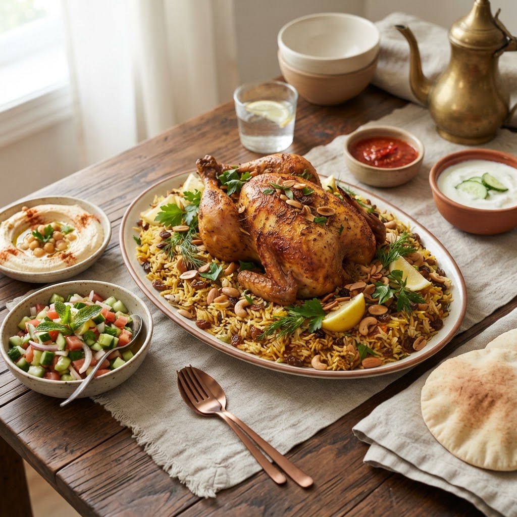 ARABIC ROAST CHICKEN W RICE W SIDE DISH
