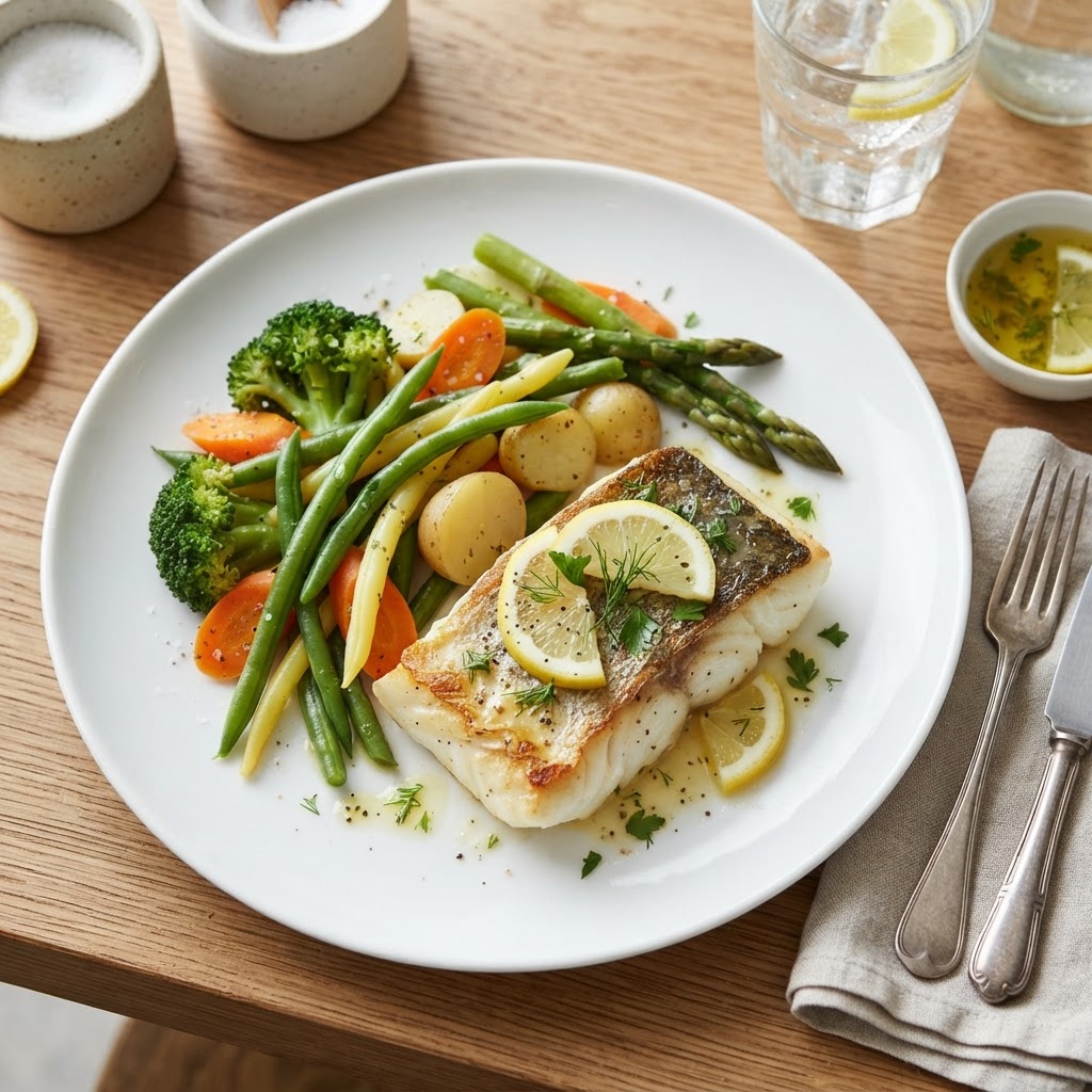 Fish Filet with Steamed Veg