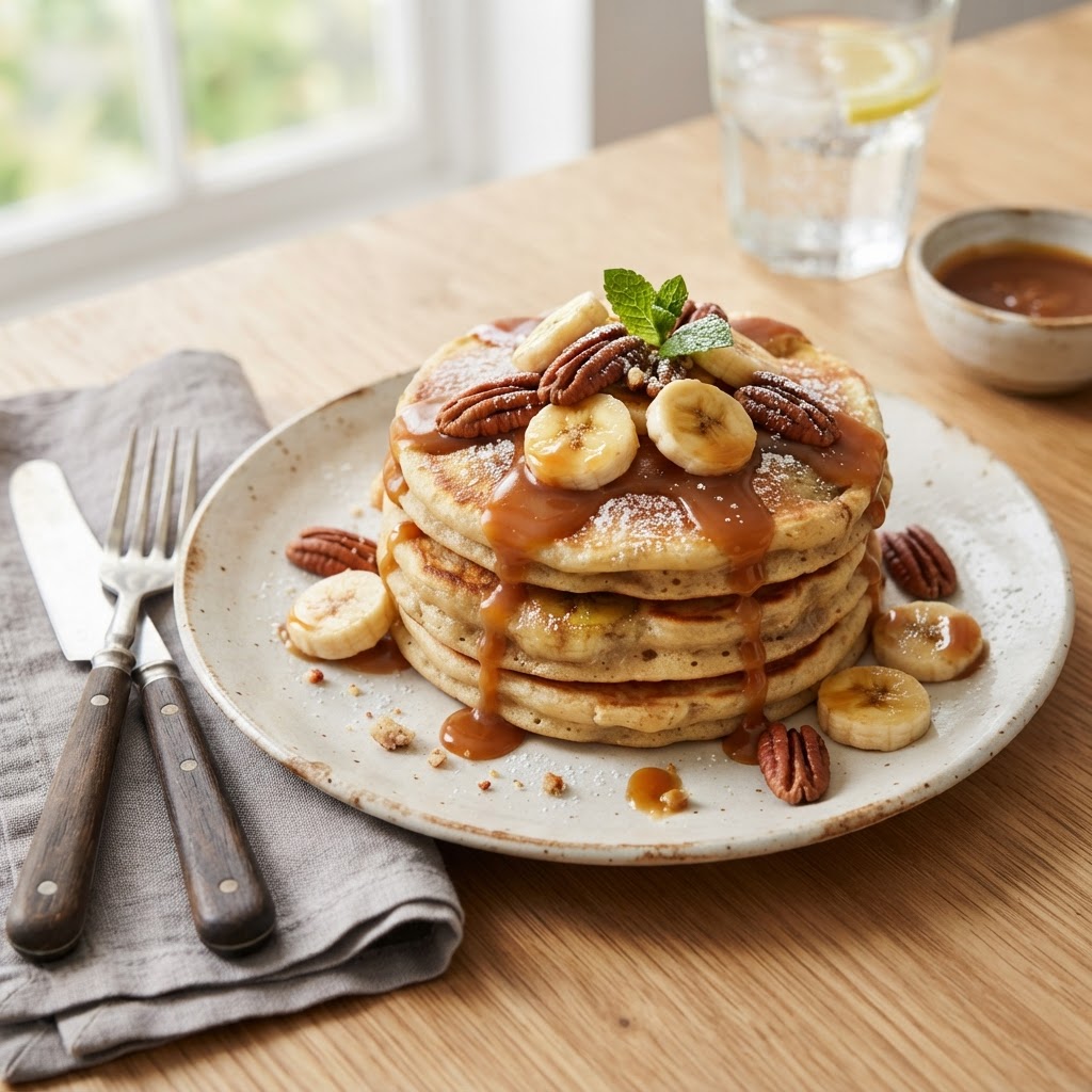 Banana Pancake - with Caramel Sauce