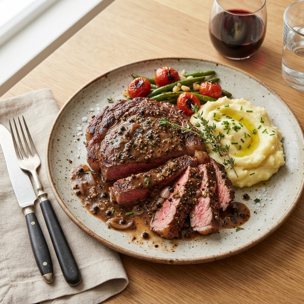 Beef Steak with Pepper Sauce