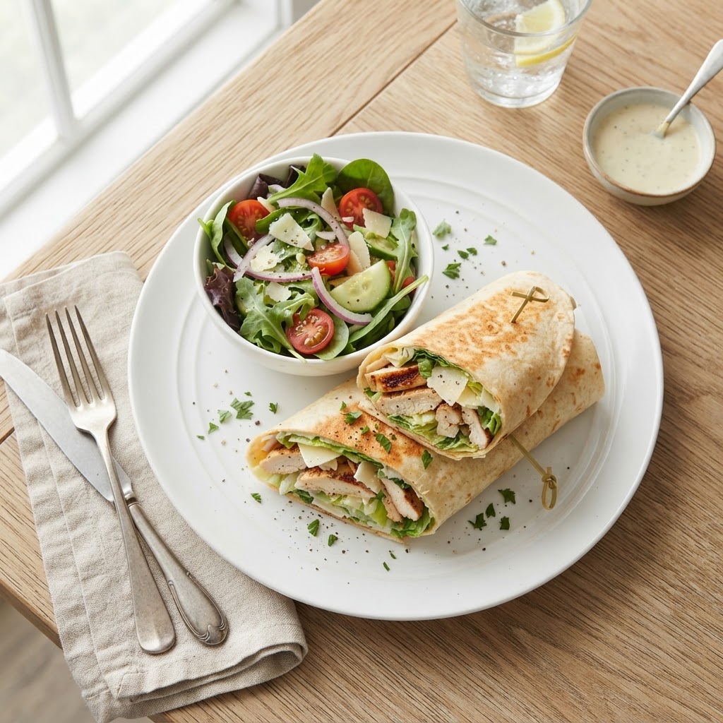 Chicken Wrap Plate with Salad
