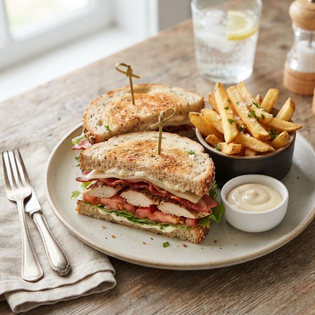 CHICKEN CLUB W FRENCH FRIES