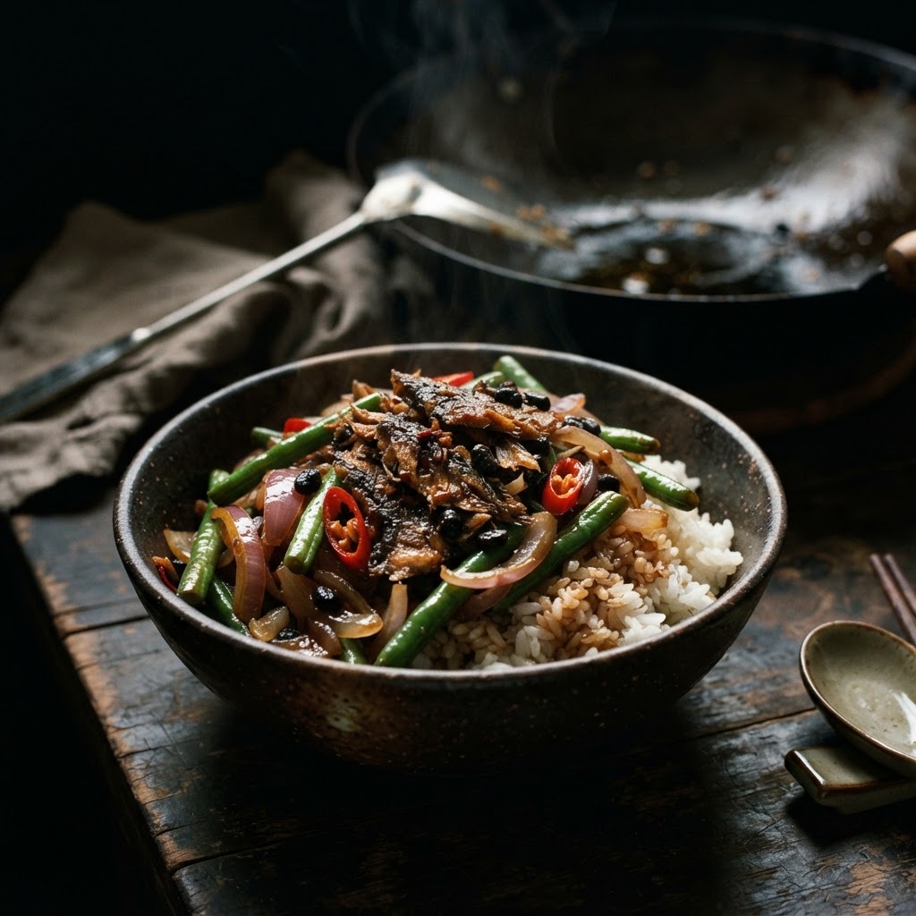 Fried Dace with Salted Black Beans Stir-Fry