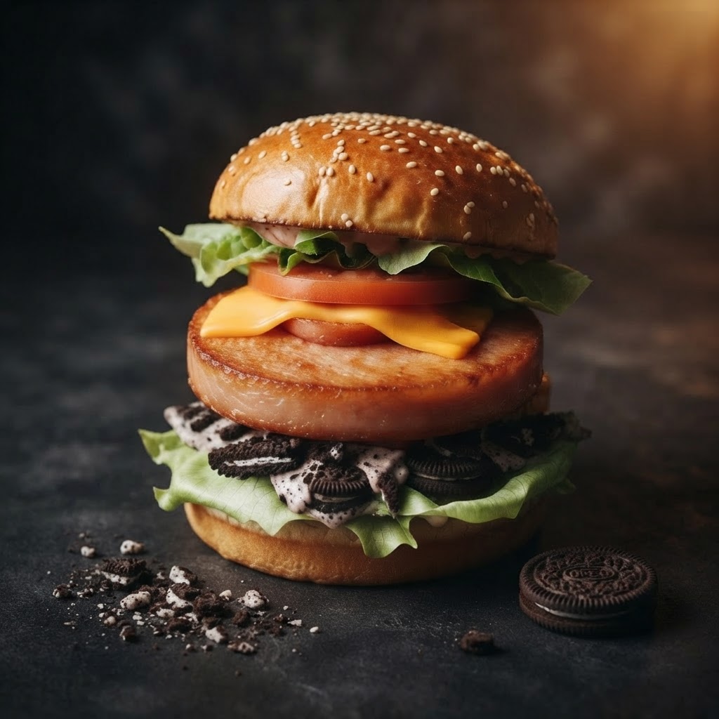 Crispy Oreo Luncheon Meat Burger