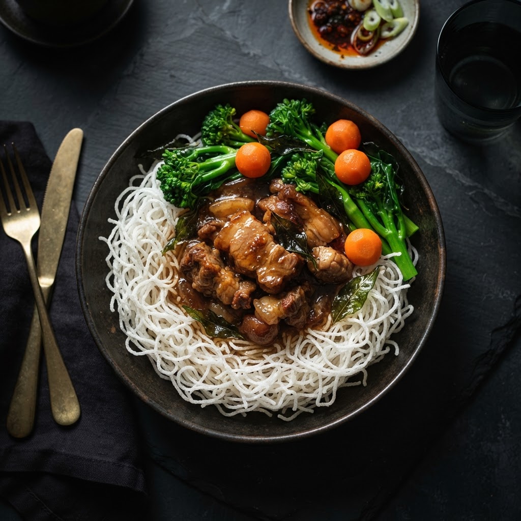 Timbale Stewed Pork Chop with Crispy Vermicelli