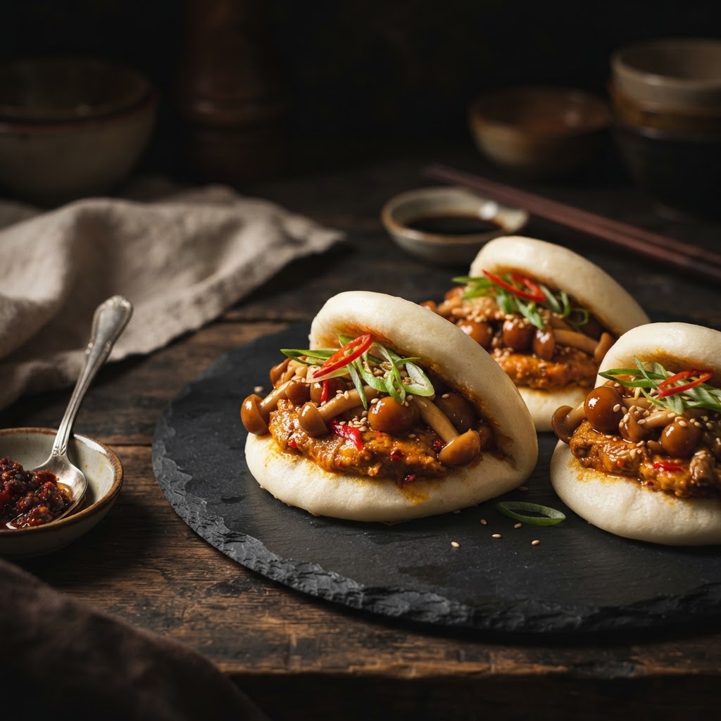 Man Tou with Mushrooms & Otah