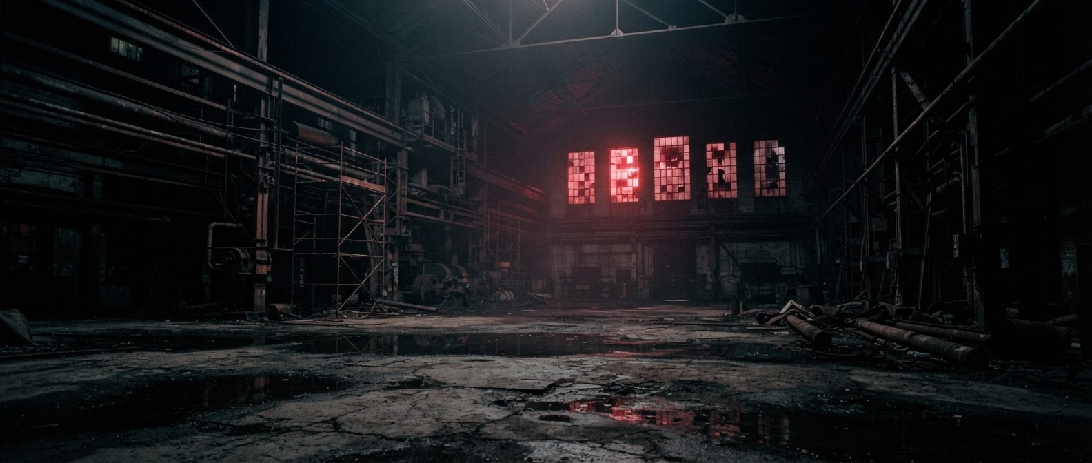 Dark industrial warehouse