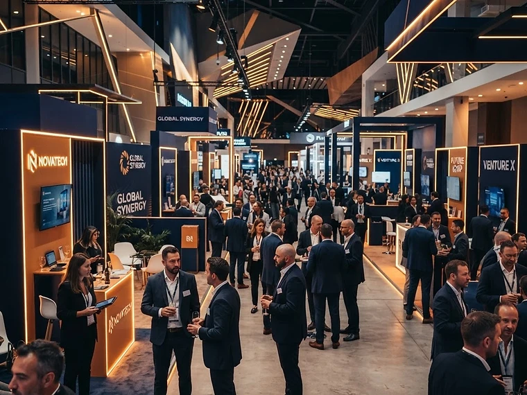 Messehalle mit Besuchern