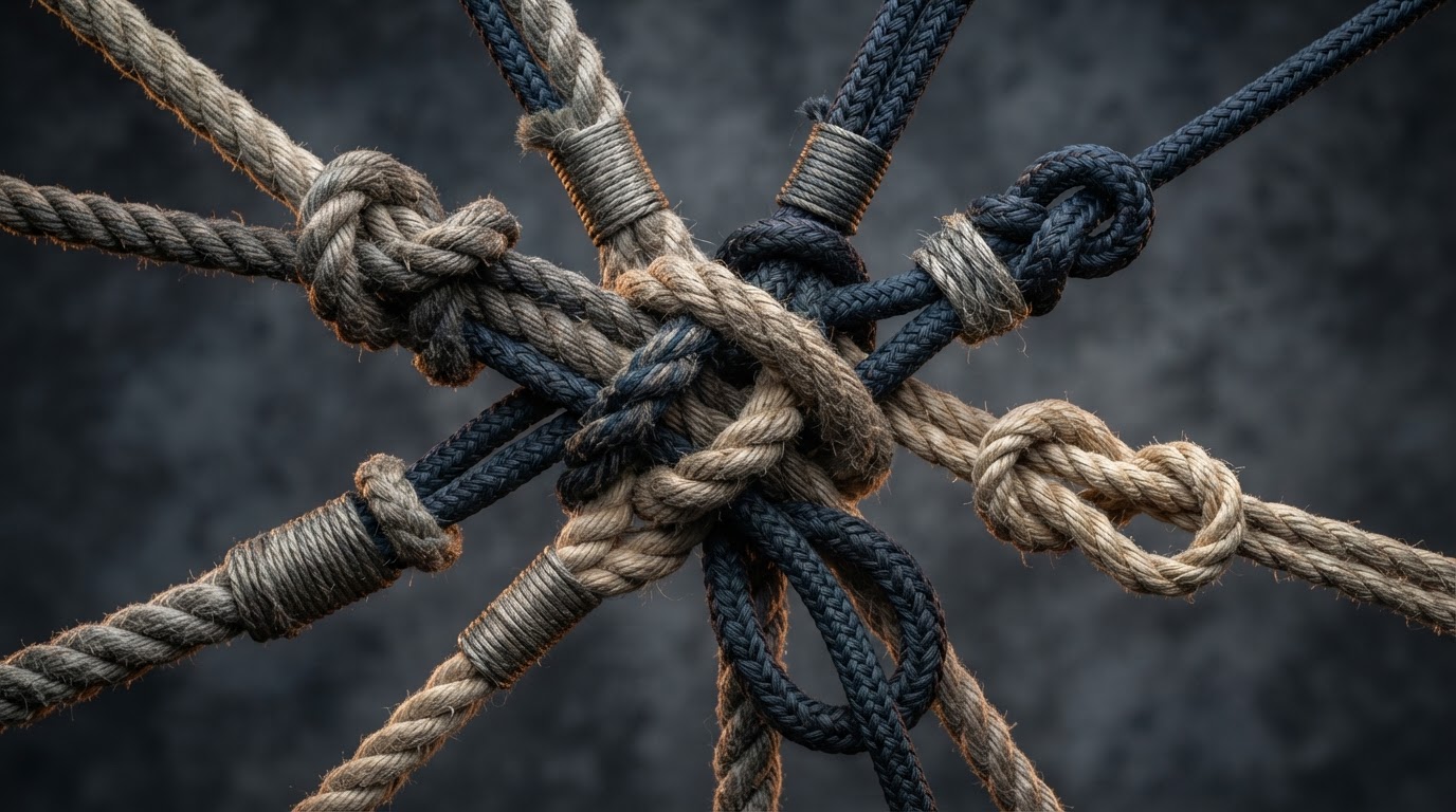 Verknüpfte Seemannsknoten als Sinnbild für ein starkes Partnernetzwerk