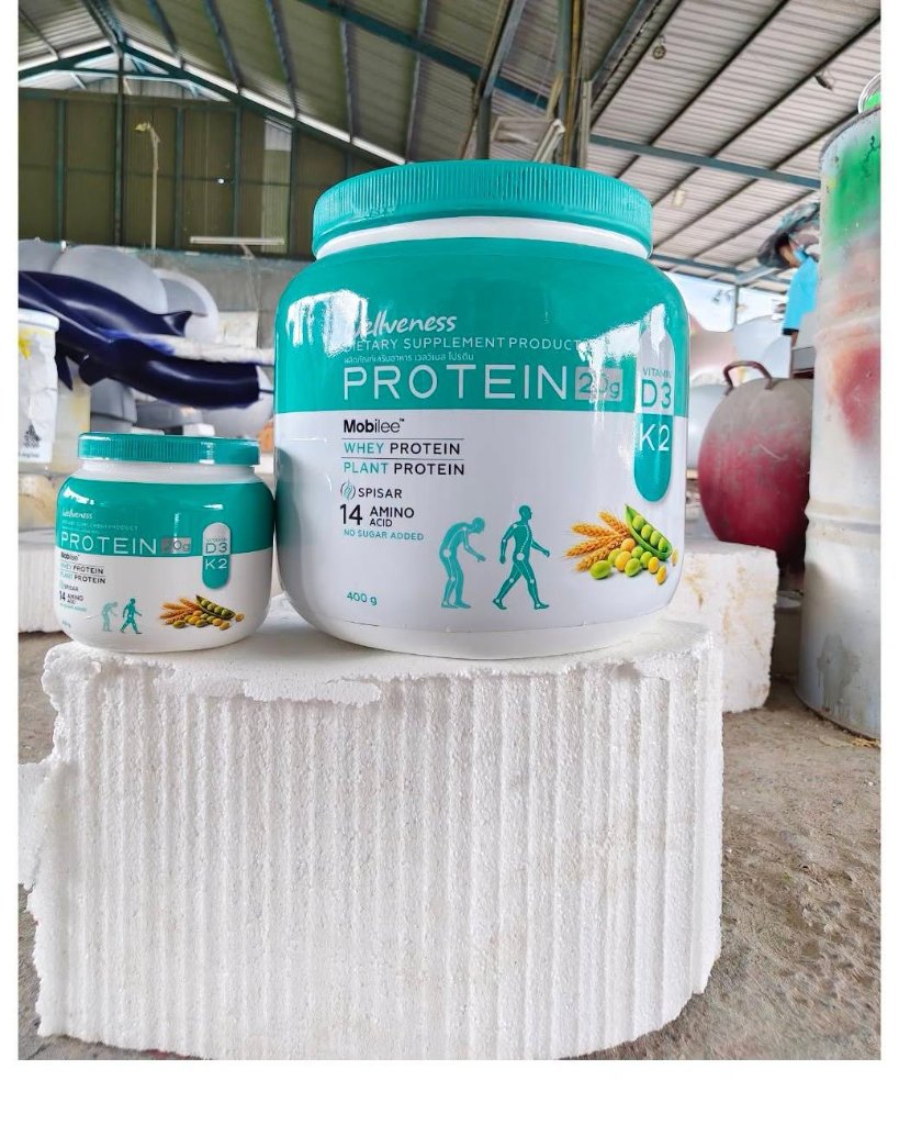 ม็อคอัพกระปุก Protein Wellveness ขนาดยักษ์ไฟเบอร์กลาส