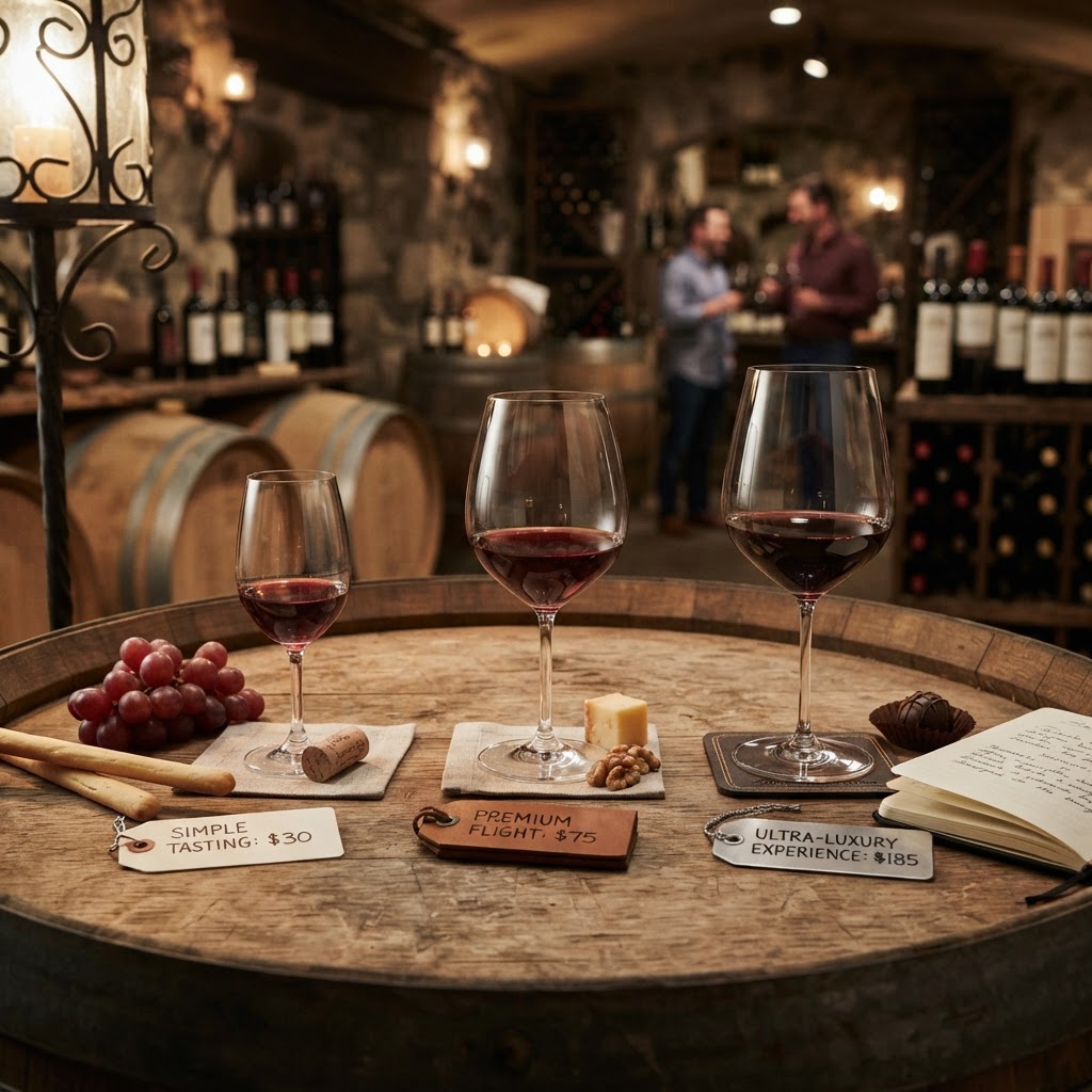 Segmentazione di prezzo enoturismo: tre tipologie di esperienze in cantina a fasce di prezzo crescenti