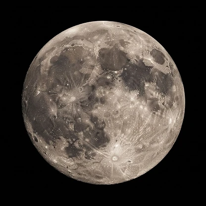 The Moon shown in detail, its craters and surface features