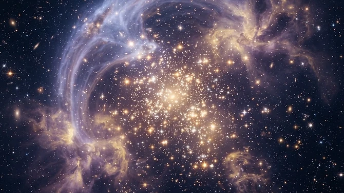 A cosmic night sky of stars and nebula glow, carrying the blessing