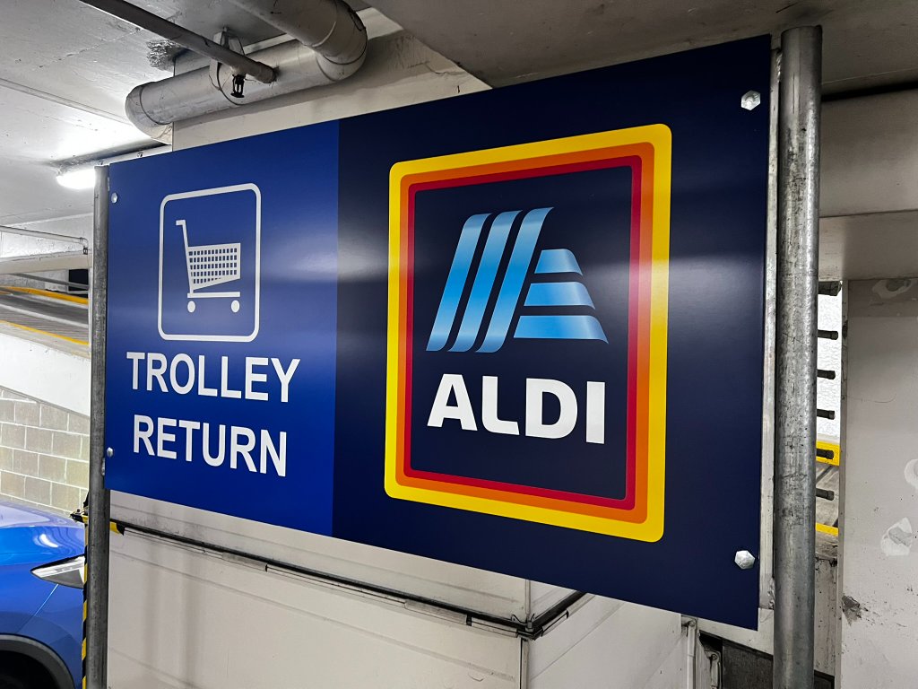 ALDI Trolley Return Signage — Retail signage in Sydney
