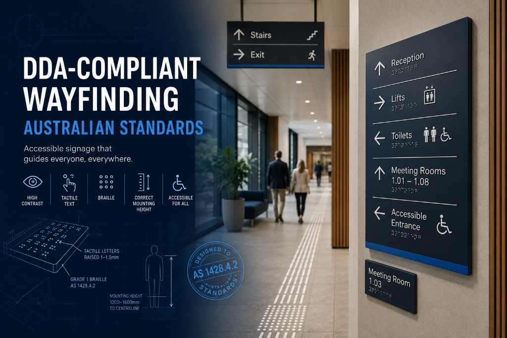 DDA-compliant braille and tactile wayfinding signage in Australia by Signvox