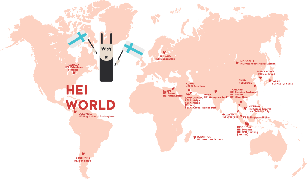 HEI World map of operating locations