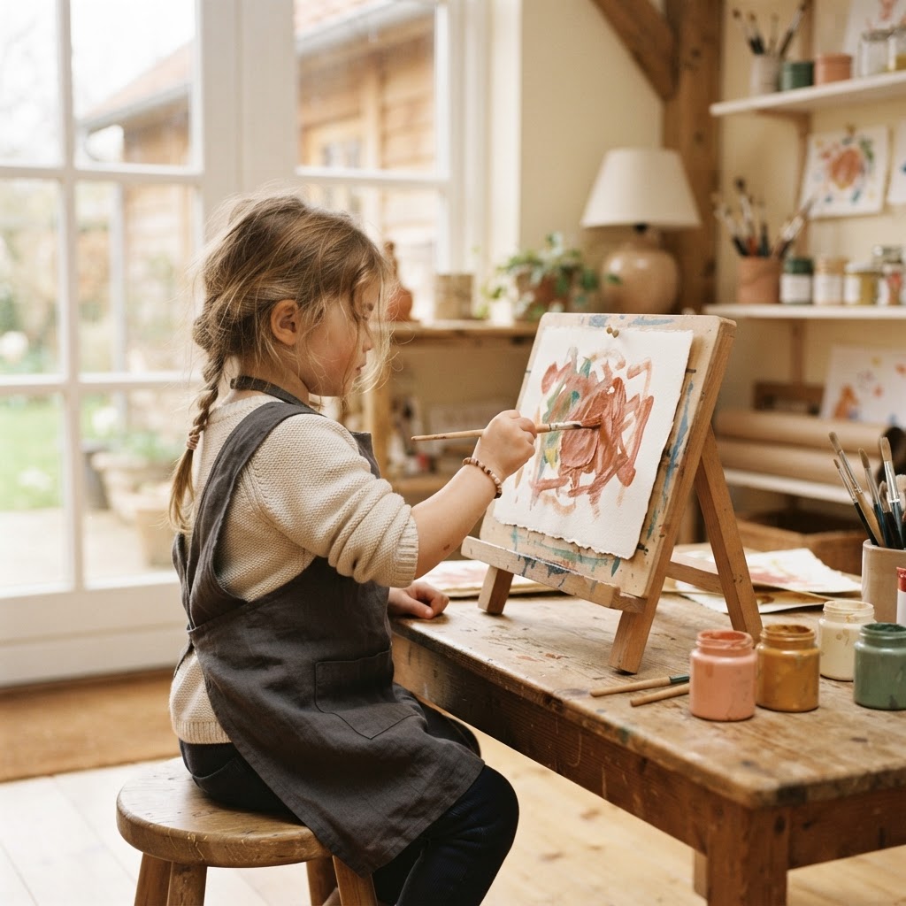A child painting at HEI Schools