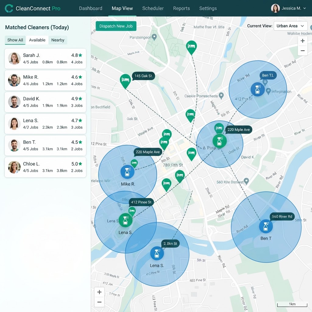 Cleaners in your territory, matched automatically